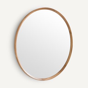 Ronde spiegel van massief eikenhout, diameter 100 cm, Orion