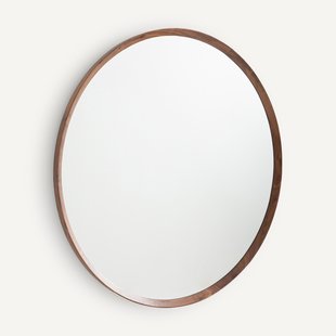 Ronde spiegel van massief notenhout, diameter 100 cm, Orion