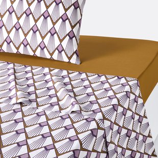 Plat laken in perkalkatoen, Elisa mauve