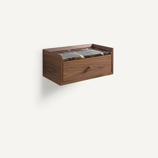 Wandnachtkastje met walnootfineer en marmer, Noham