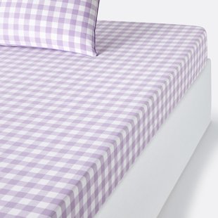 Hoeslaken in katoen, omslag 30 cm, Veldi, violet