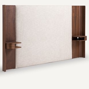 Hoofdbord in notenfineer, geïntegreerde nachtkastjes, Abbas