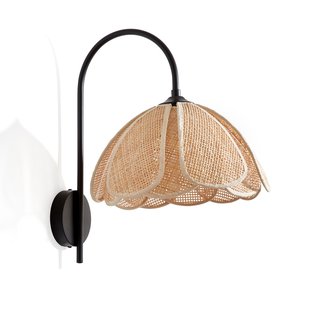 Wandlamp met metalen bloemblaadjes van staal en rotan, Lola