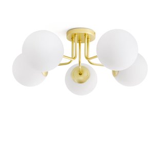 Plafondlamp in messing en opaline glas, Moricio