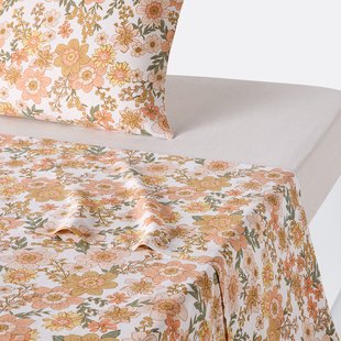 Plat laken in gewassen katoen/linnen, Rosemary