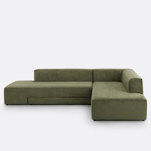 Hoekbank links of rechts, omvormbaar, fluweel met structuur, Ginosa