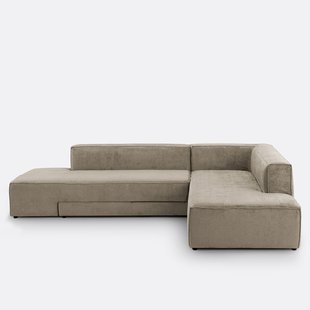 Hoekbank links of rechts, omvormbaar, fluweel met structuur, Ginosa