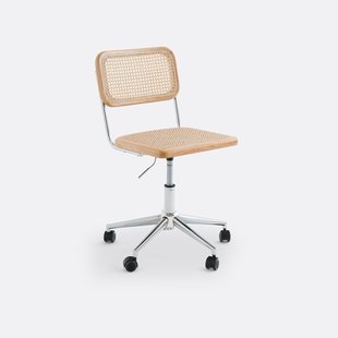 Bureaustoel  in rotan riet met wieltjes, Cedak