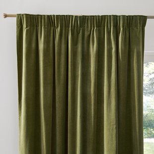 Gordijn in fluweel met aangerimpeld biesje, Velvet