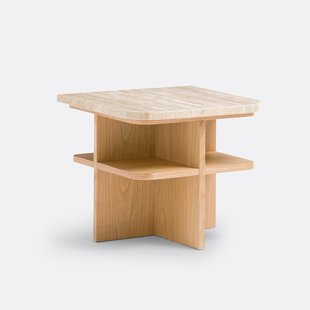 Nachtkastje, fineereik en travertijn, Caliste