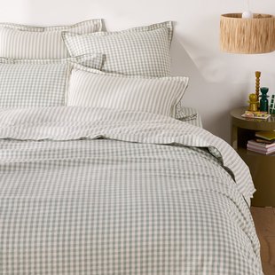 Dekbedovertrek seersucker katoen, Cottage vert