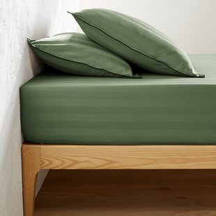 Hoeslaken in gewassen satijnkatoen, Victor, gestreept