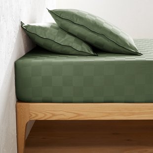 Hoeslaken in gewassen satijnkatoen, Victor, dambord motief