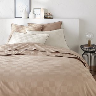 Dekbedovertrek in gewassen satijnkatoen, Victor, dambord motief