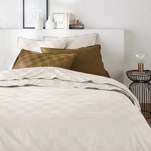 Dekbedovertrek in gewassen satijnkatoen, Victor, dambord motief