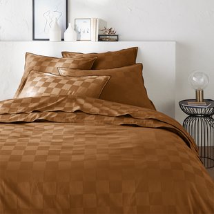 Dekbedovertrek in gewassen satijnkatoen, Victor, dambord motief