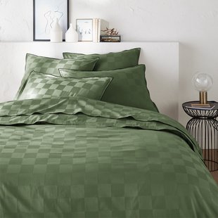 Dekbedovertrek in gewassen satijnkatoen, Victor, dambord motief