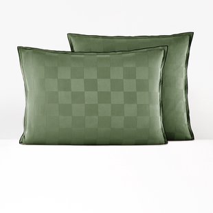 Kussensloop in gewassen satijnkatoen, Victor, dambord motief