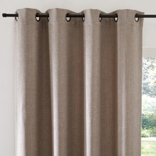 Gordijn met gevlochten afwerking en oogjes Montego