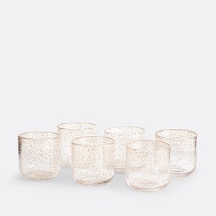 Set van 6 glazen in bubbelglas en lovertjes, Paljett