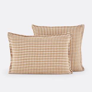 Kussensloop in gewassen linnen, Acélie Bronskleur