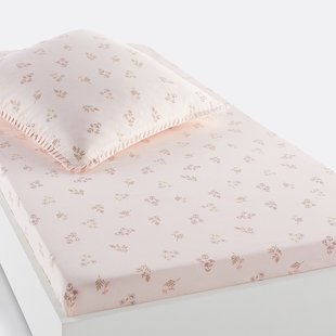 Hoeslaken in gewassen katoen 50% recycled katoen Camomille