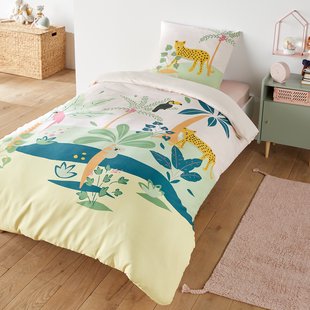 Bedset, recycled microvezel, vierkant kussensloop