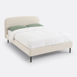 Gestoffeerd bed in bouclette stof, met lattenbodem, Conto