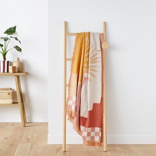 Plaid in jacquard met franjes, Santorin