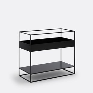 Opbergrek voor achter de bank met stalen lade, Miva