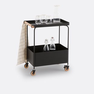 Opbergrek op wieltjes, in zwart staal, Elkim