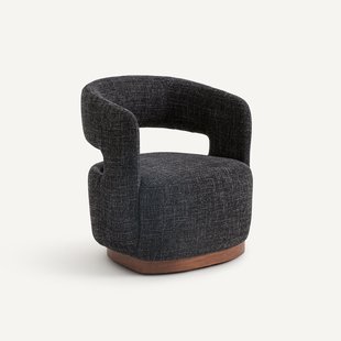 Draaifauteuil met walnoten onderstel, mêleestof, Jesper