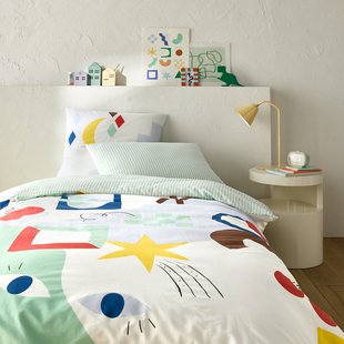 Bedset 50% recycled katoen, vierkante kussensloop, Olias