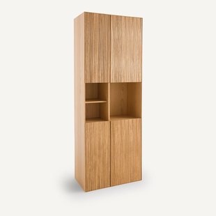 Boekenkast met 4 deuren in eiken en fineer, Mikube
