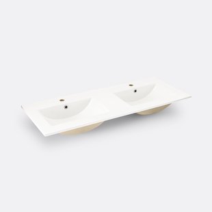 Dubbele wastafel in keramiek L120 cm, Jaly