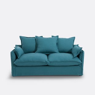 Slaapbank H14 cm, gekreukt linnen, Odna