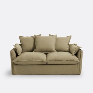 Slaapbank H14 cm, gekreukt linnen, Odna