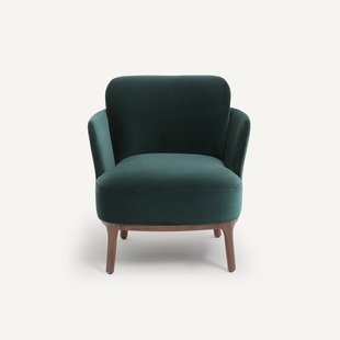 Fauteuil met poten van massief notenhout en fluweel, Jabote