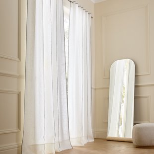 Gordijn in gewassen linnen met verdekte lussen, Tojos