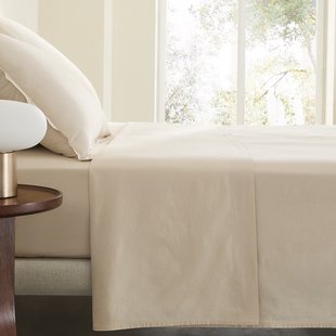 Plat laken in gewassen perkal katoen, Sabbal