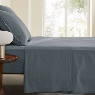 Plat laken in gewassen perkal katoen, Sabbal