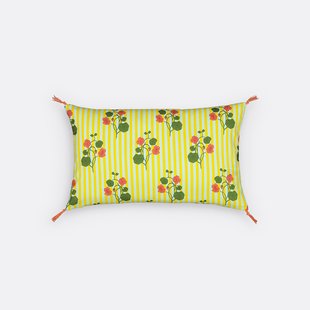 Kussenhoes met Oost-Indische kers en strepen 50x30 cm, Lena