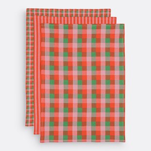 Set van 3 geweven-geverfde katoenen theedoeken, Sidone