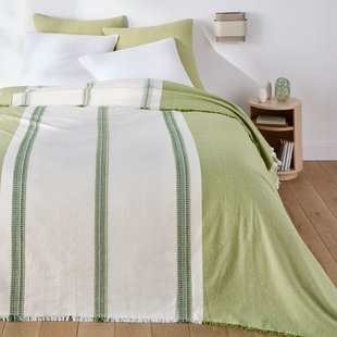 Gestreepte beddensprei in geverfd geweven katoen, Sereco