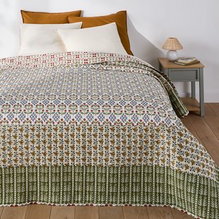 Gewatteerde beddensprei in katoen met print, Rosarius