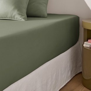 Hoeslaken in katoensatijn, omslag 30 cm, Opale