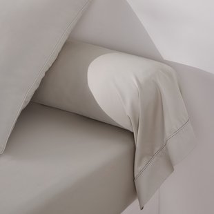 Effen bolstersloop in katoensatijn, Opale