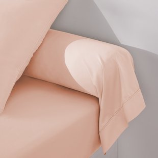 Effen bolstersloop in katoensatijn, Opale