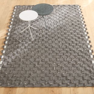 Handgenaaid vloerkleed, gerecycled polyester, Fringe