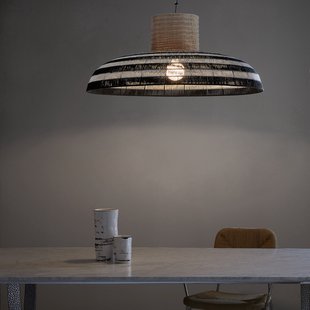 Hanglamp van geweven papier en rotan Tribe